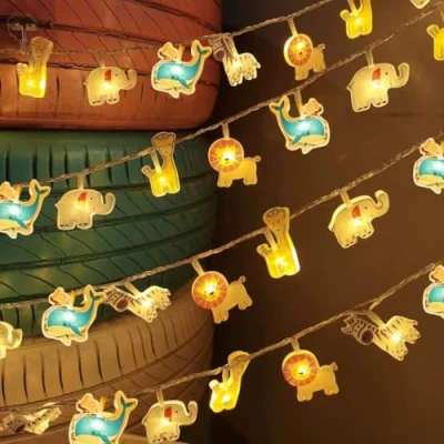 Imagen de cadena de luces LED para interiores, 3 m, 15 ledes, animales, habitación infantil con temporizador, cama infantil, casa, boda, dosel, dormitorio