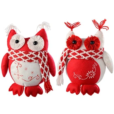 Imagen de WeRChristmas Decoración de Navidad, diseño búhos, 28 cm, Multicolor, Juego 2