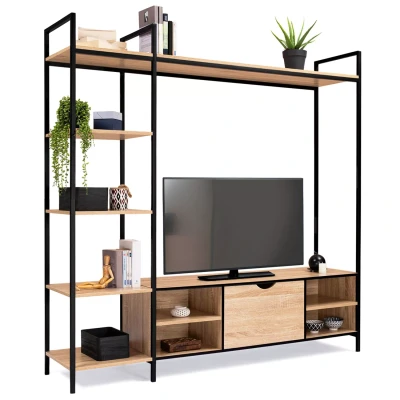 Imagen de IDMarket Conjunto de mueble TV 170 cm Detroit con estantes diseño industrial