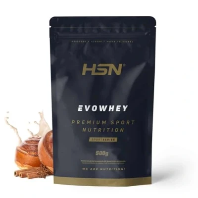 Imagen de HSN Evowhey Protein Rollo de Canela 500g = 17 Tomas por Envase Concentrado Proteína Suero 100% Whey Concentrate (WPC) No GMO, Vegetariano, Sin Gluten ni Soja
