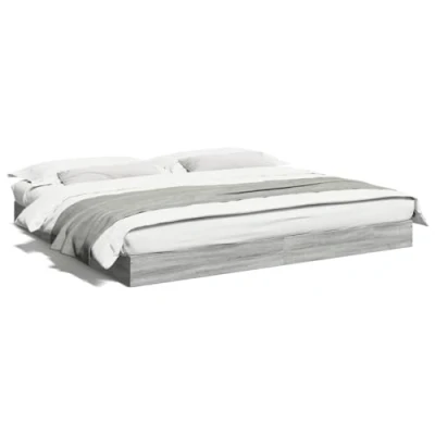 Imagen de vidaXL Estructura de Cama Madera ingeniería Gris Sonoma 180x200 cm, Muebles Dormitorio, Camas, Doble, Cama, somier, palets