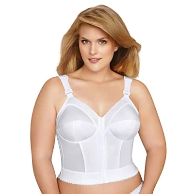 Imagen de Exquisite Form 5107530 Brasier largo con soporte de espalda y postura totalmente adelgazante cierre frontal, Blanco, 105D