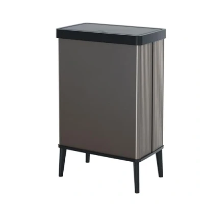 Imagen de CURVER Verto Cubo de basura alto 54 L, tapa a presión, diseño elegante, fácil montar, apto para reciclaje, color gris perla