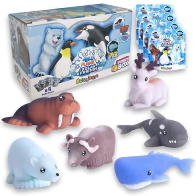 Imagen de #sbabam Funny Box Polar Friends Jelly Planet, Juguetes para niños de quiosco, Animales Juguete Muy Suaves, 4 Piezas, Encuentra los Cambios Color y Brilla en la Oscuridad,