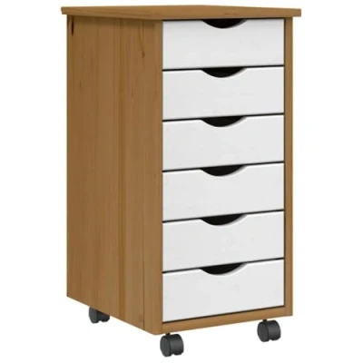 Imagen de vidaXL Cajonera con ruedas MOSS madera maciza pino marrón miel