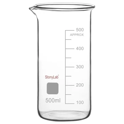 Imagen de stonylab Vaso de Vidrio, Paquete 1, alto Graduado Vidrio Borosilicato con Pico Vertedor, Laboratorio, 500 ml