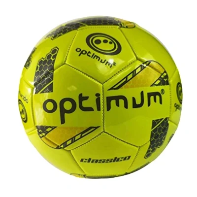 Imagen de Optimum Classico Balón de fútbol para todo tipo clima, elegante, suave al tacto, presión uniforme, ideal entrenamiento y partidos, apto todos los terrenos, color amarillo, tamaño 4