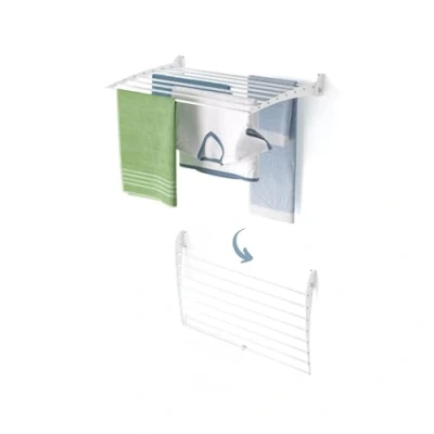Imagen de foxydry Fold, tendedero de pared, vertical, plegable interior y exterior, aluminio acero, 82 x 50 cm (blanco Down, 1 Fold 80)