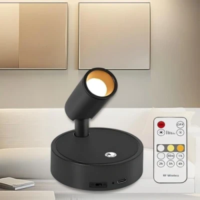 Imagen de Kambo Luces LED Inalámbricas, Foco Recargable 4000 mAh, Lámpara de Pie Táctil Remoto, Pequeños Artísticos y Luz Lectura con Temporizador para Planta, Obras Arte, Habitación, Estar, 1 Pieza