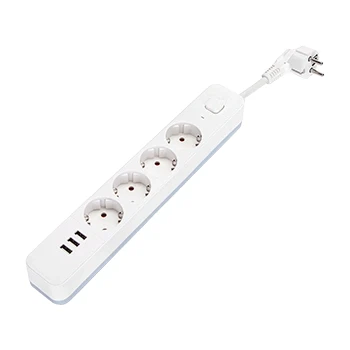 Imagen de Aigostar Regleta Enchufe, Alargador Enchufe de 4 Tomas Corrientes y 3 Rápida USB Tomas, Multiple con Interruptor, Blanco
