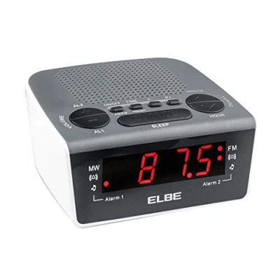Imagen de ELBE CR 932 radio despertador digital con am/fm, analógica alarma o acústica, memoria 20 emisoras, función snooze y sleep, pantalla LED 0,6&#039;&#039;, color blanco negro