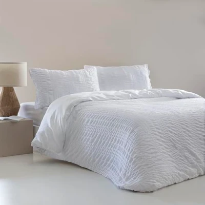 Imagen de Funda Nordica Seersucker Blanco. Cama de 150 (240 X 220 cm). Tejido BAMBULA. Color Cierre con Cremallera