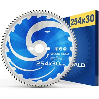 Imagen de FALKENWALD® Hoja de sierra con batería 254 x 30 ideal para madera Compatible Bosch PTS 10, GTS 10 XC circular