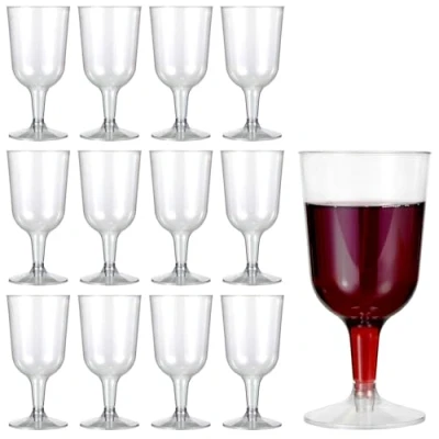 Imagen de MATANA 12 Copas de Vino Plástico Duro Transparente (180ml) Elegantes, Resistentes y Reutilizables Cumpleaños, Bodas, Navidad, Barbacoas, Picnic, Fiestas