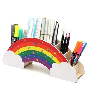 Imagen de Exerz Portalápices/Organizador De Escritorio Arcoiris Pegatinas Estrellas Para Bricolaje Creative Decoración, Ordenado, Material Oficina, Papelería Estudiantes, Almacenamiento