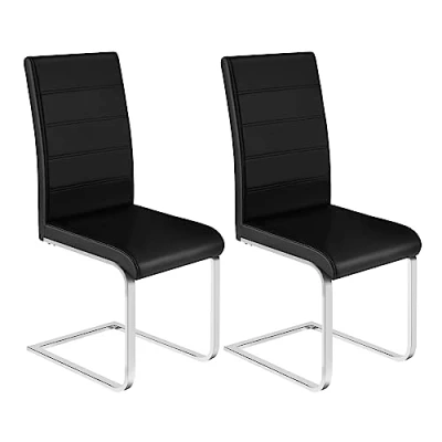 Imagen de WOLTU 2X Sillas de Comedor, Silla Ergonómica para Oficina y Casa, en Forma C con Respaldo Alto, Cocina Moderna Chic, Piel Sintética, Negro, BH378sz 2
