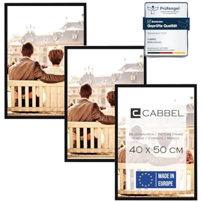 Imagen de CABBEL portarretratos (3 unidades) 40x50 cm Marco de madera MDF en negro con cristal Plexi inastillable/Moderno