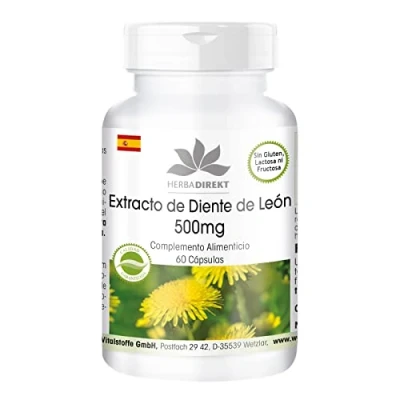 Imagen de Extracto de raíz diente león 500mg Taraxacum officinale Vegano 60 cápsulas HERBADIREKT by Warnke Vitalstoffe Calidad farmacia alemana