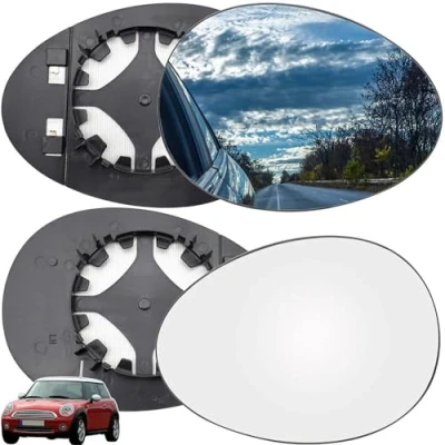 Imagen de Cristal de Espejo para Mini R56 One/S/JCW/Hatchback Retrovisor Lateral Puerta Izquierdo Derecho TéRmico con Placa Trasera 2006 2013,Right