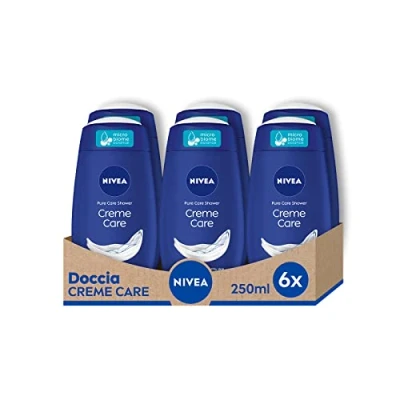 Imagen de NIVEA Creme Care gel de ducha en pack 6 (6 x 250 ml), hidratante corporal con la fragancia Creme, para cremoso tener una piel suave