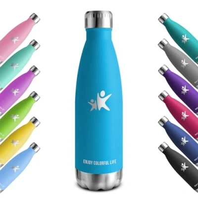 Imagen de KollyKolla Botella Termica, 500ml, Agua Acero Inoxidable, Termo Sin BPA, Cantimplora Termica Reutilizable, Water Bottle con Pared Doble Aislamiento, para Niños, Adultos, Deporte, Oficina