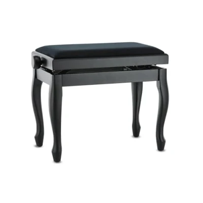 Imagen de GEWA Pianobank Deluxe Classic (madera maciza, carga de rotura 2 toneladas, asiento 52x30 cm, mecanismo tijera preciso, altura 45 a 57 cm), negro mate