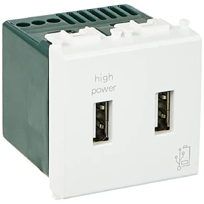 Imagen de Doble toma USB 2100 mA blanco Vimar Plana