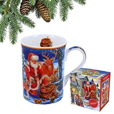 Imagen de CARMANI Taza de porcelana festiva decorada con temática navideña 400 ml.