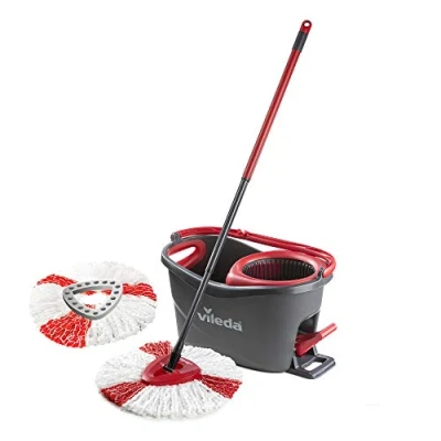 Imagen de Vileda Easy Wring y limpia Turbo Juego de fregona microfibra cubo con extra 2 en 1 Recambio, color rojo