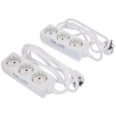 Imagen de Kopp Juego de 2 regletas 3 enchufes con giratorios 45, Mayor protección táctil, Cable 1,4 m, H05VV F3G1,5 mm², 16 A, 250 V, Color Blanco ártico, 128613852