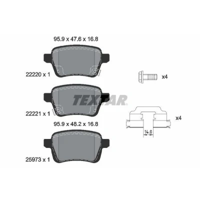 Imagen de TEXTAR 2222001 Juego de pastillas freno no preparado para indicador desgaste con tornillos pinza accesorios OPEL: Corsa E Hatchback
