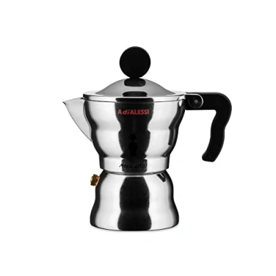 Imagen de Alessi AAM33/1 Cafetera Espresso de Design, Cuerpo Aluminio, Mango y Pomo en Resina Termoplástica, 1 Taza
