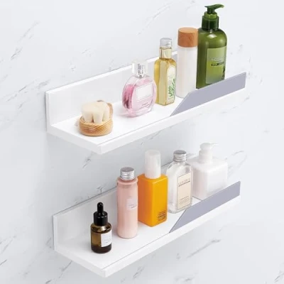 Imagen de YOHOM Estantes para Baño sin Taladro Adhesivos Cesta Plastico Estanteria Ducha Organizador Blancos Flotantes de Pared