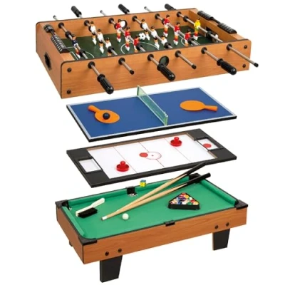 Imagen de COLORBABY CB Games Mesa multijuegos 4 en 1, Tamaño 81x43x27 cm, Futbolín, Billar, Ping Pong, Hockey, Juego de Mesa, Futbolines para niños, Multijuego, Juguetes 6 años (85327)
