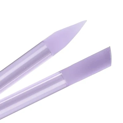 Imagen de Bona Fide Beauty empujador de cutículas cristal, 1 unidad, herramienta empuje vidrio morado, cristal checo doble extremo con extremos puntiagudos e