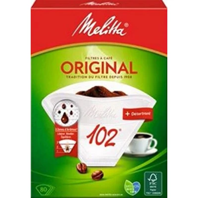 Imagen de Melitta, 80 filtros de café, tamaño 102, para cafetera filtro, 1 bolsa descalcificador incluida, original, color marrón