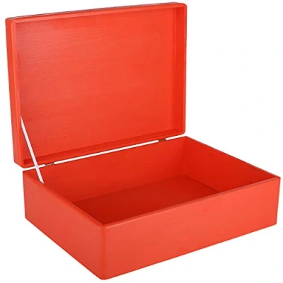 Imagen de Creative DECO XL Roja Grande Caja Madera Decorativa Almacenaje 40 x 30 14 cm (+/ 1cm) con Tapa Cofre Pascua Decorar Regalo Decoupage Juguetes, Documentos, Objetos de Valor, Herramientas