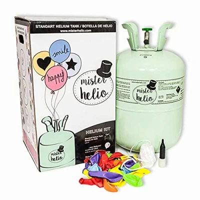 Imagen de Bombona de Helio Desechable Mister Helio(0,25m3) + 25 Globos Latex. La Botella más molona