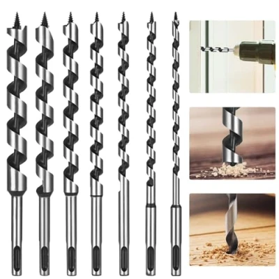 Imagen de broca para madera, juego de brocas barrena 7 PCS, con vástago SDS Plus, herramientas cilíndricas madera carpintería (6/8/10/12/14/16/18MM* 230MM)