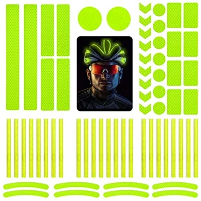 Imagen de DONQL Juego de 64 pegatinas reflectoras para bicicleta y cascos, color verde
