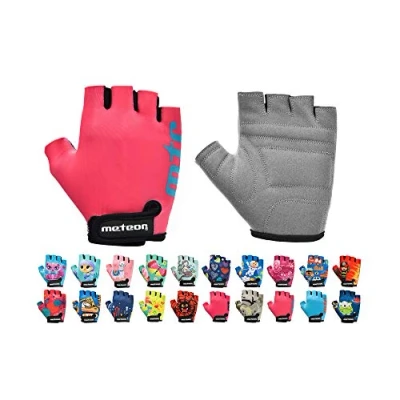 Imagen de Guantes Bicicleta MTB BMX Ciclismo Montaña Carretera Fitness Gimnasio Bici Escalada Senderismo y Otros Deportes Deportivos Sin Dedos para Mujer Hombre (JR S 6,5 7cm, Pink)