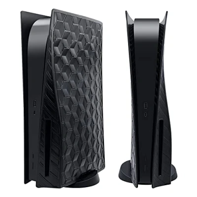 Imagen de Mcbazel Cubierta de Reemplazo la Placa Frontal para PS5, Accesorios Panel Dura y Resistente al Polvo Playstation 5 Edición Disco Negro Colmena(No PS5 Slim)
