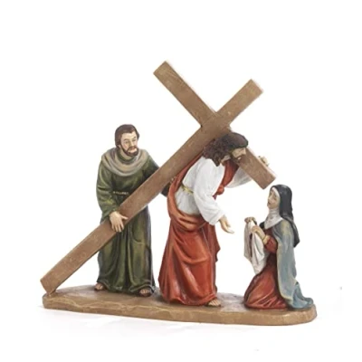 Imagen de PABEN Estatua de Belén Pascua Escena Via Crucis Grupo Jesús con Samaritano y Verónica 17,5 cm resina
