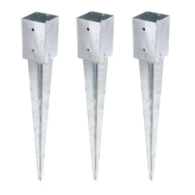 Imagen de GAH Alberts 211424 211288 Soporte para postes de madera redondos o cuadrados, galvanizado en caliente, 91 x mm, longitud total 750 juego 3