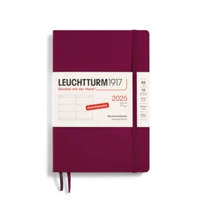 Imagen de LEUCHTTURM1917 370565 Agenda semanal (tamaño mediano (A5) 2025, tapa blanda, color rojo