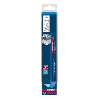 Imagen de Bosch Professional 10x Hojas de Sierra sable Expert `Vehicle Rescue` S 1157 CHM (para Vidrio, Acero resistente, Longitud 225 mm, accesorios sable)