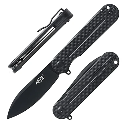 Imagen de Firebird GANZO FH922PT BK Cuchillo Plegable de Bolsillo Hoja Acero Negro D2 85mm G10 Mango Antideslizante con Clip Camping Caza Pesca al Aire Libre 109g (Negro)