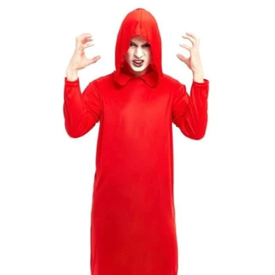 Imagen de Partilandia Disfraz de Túnica Negra Rojo para Hobre Uniforme con capucha Halloween Cosplay (Rojo, XL)
