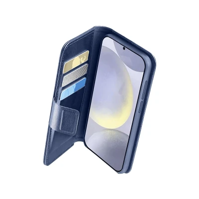 Imagen de Funda móvil CellularLine BOOKAG2GALS25UB, Para Samsung Galaxy S25 Ultra, Imitación piel y Cierre magnético, Con tapa tarjetero, Azul