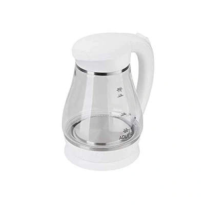 Imagen de ADLER AD 1274W Hervidor de Agua Eléctrico Cristal 1,7 Litros, Vidrio sin BPA, Retroiluminado, Apagado Automático, Inalámbrico 360º Cable, 2200W